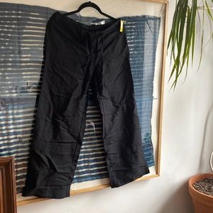 Black linen drawstring pants